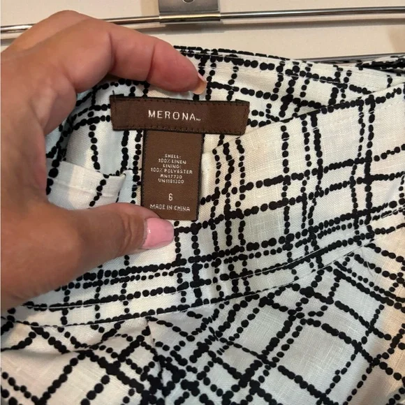 Linen Aline Black & White Skirt - Picture 4 of 4